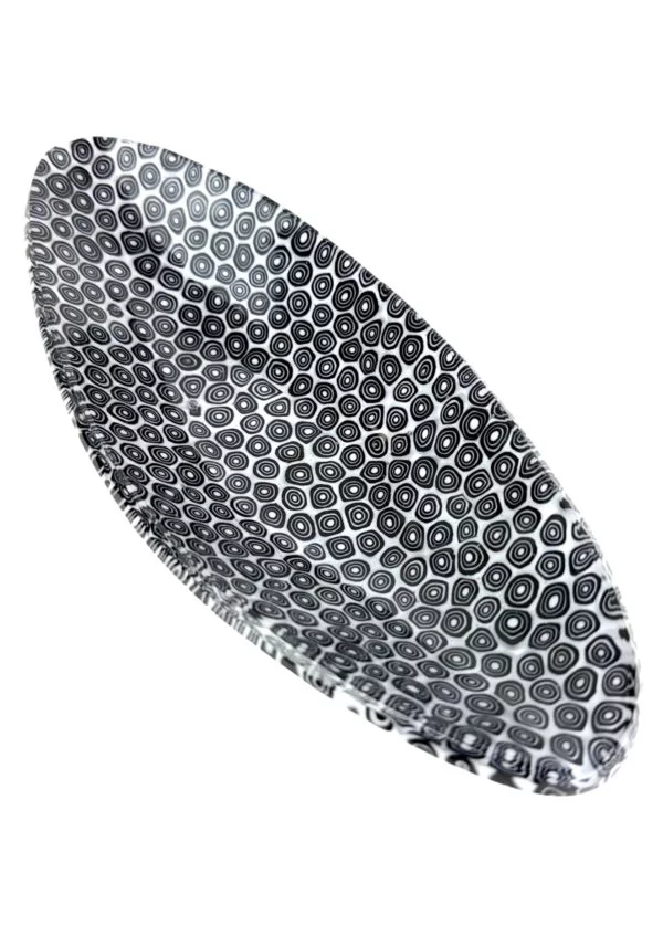Noah - Black And White Murrina Millefiori Murano Glass Plate