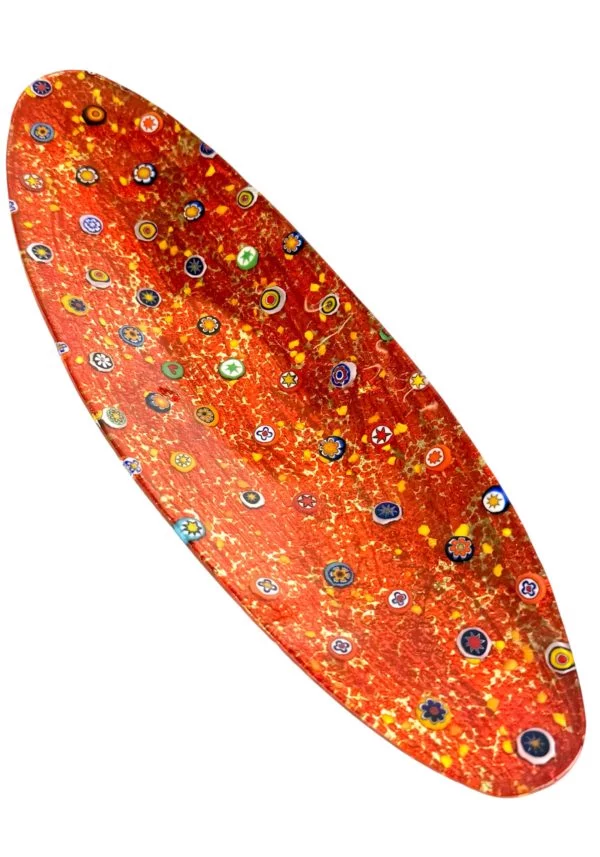 Emily – Red Murano Glass Plate With Gold 24kt “Los Angeles”