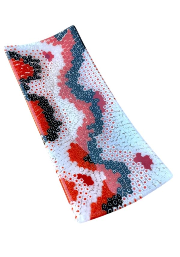 Thomas - Mix Orange Murrina Millefiori Murano Glass Plate “Canalette”