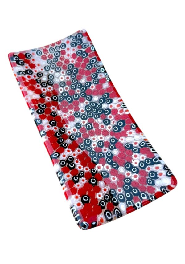 Thomas - Mix Red Murrina Millefiori Murano Glass Plate “Linda”