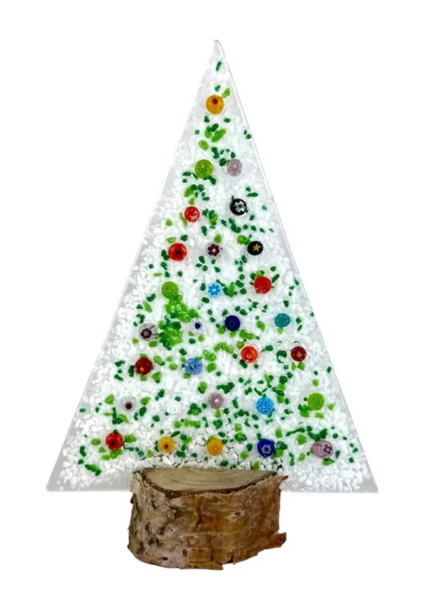Aury - White Murano Glass Xmas Tree With Box "Lapland"