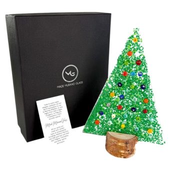 Aury - Dark Green Murano Glass Xmas Tree With Box "Lapland"