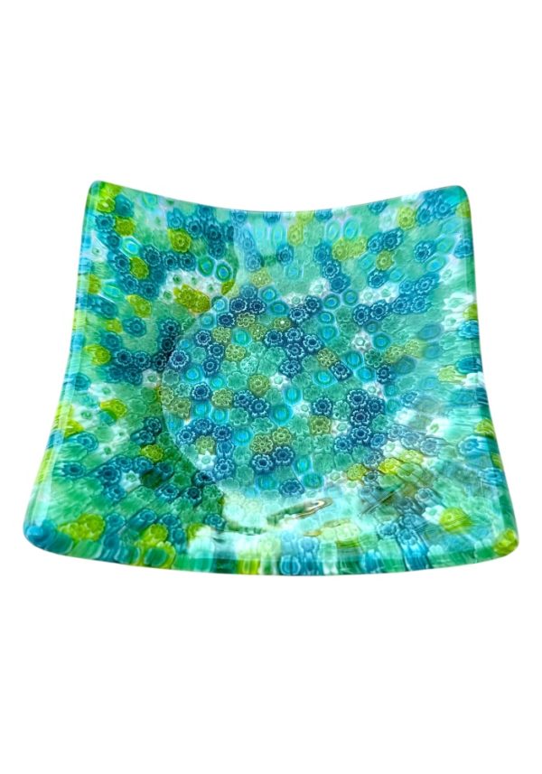 Liam - Mix Green Murrina Millefiori Murano Glass Plate "Linda"
