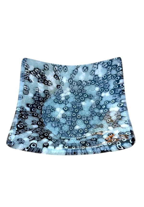 Liam - Mix Grey Murrina Millefiori Murano Glass Plate "Linda"