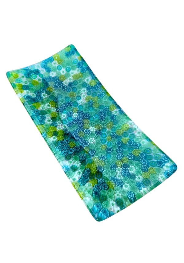 Thomas - Mix Green Murrina Millefiori Murano Glass Plate “Linda”