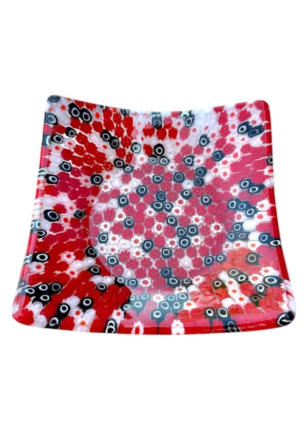 Liam - Mix Red Murrina Millefiori Murano Glass Plate "Linda"