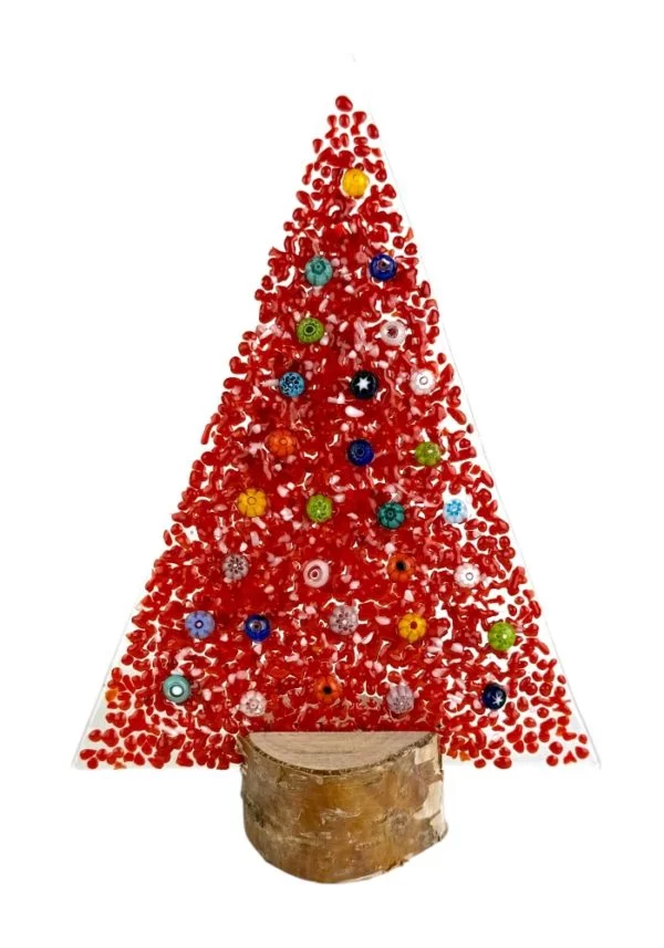 Aury - Red Murano Glass Xmas Tree With Box "Lapland"