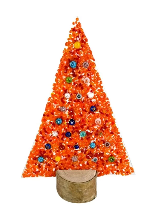 Aury - Orange Murano Glass Xmas Tree With Box "Lapland"