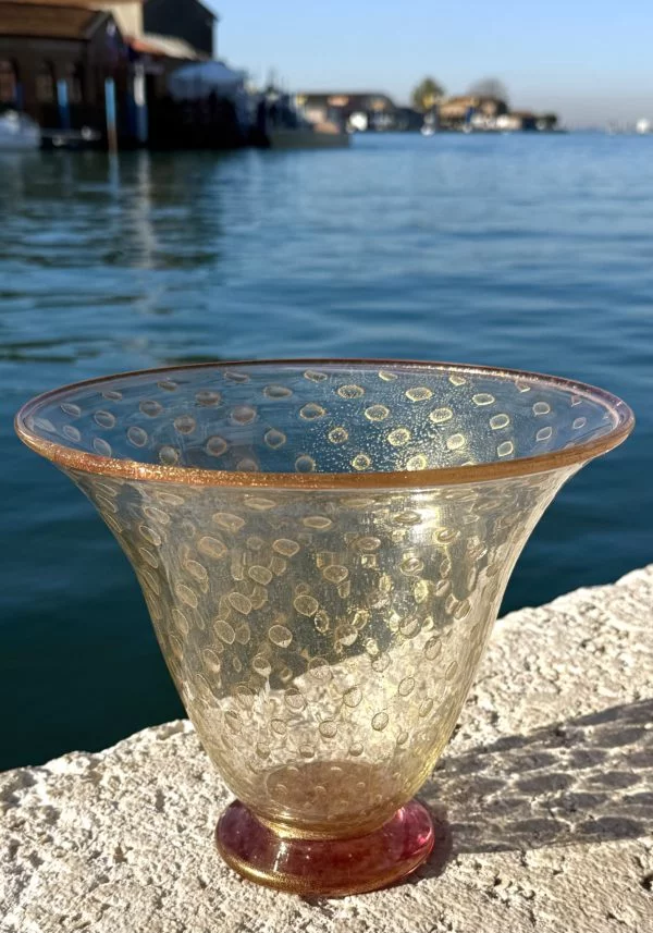 Severino - 24kt Gold Murano Glass Bowl With Rubin Details