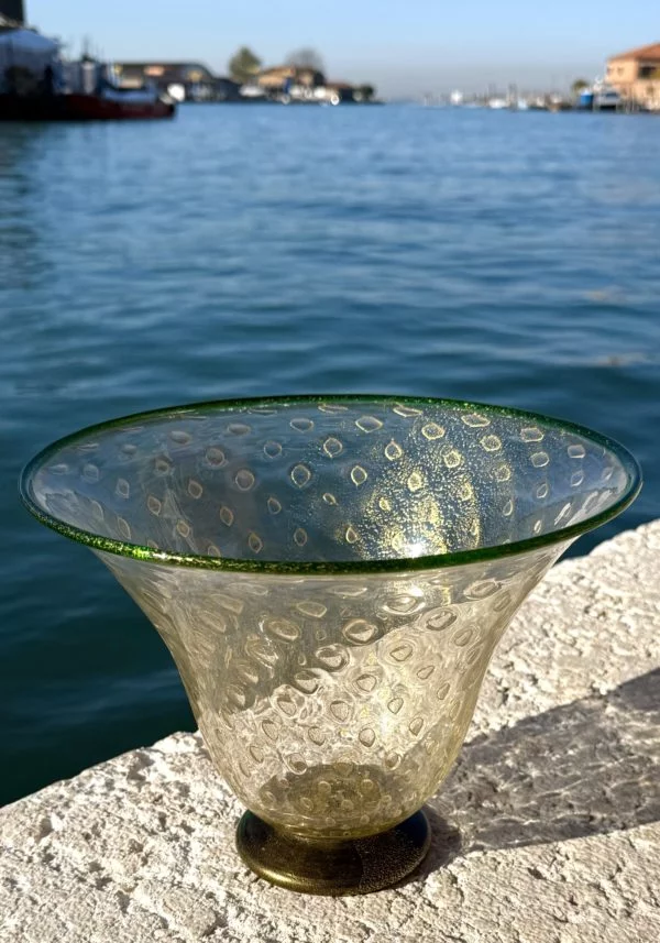 Severino - 24kt Gold Murano Glass Bowl With Green Details