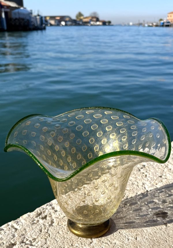Nicola - 24kt Gold Murano Glass Bowl With Green Details