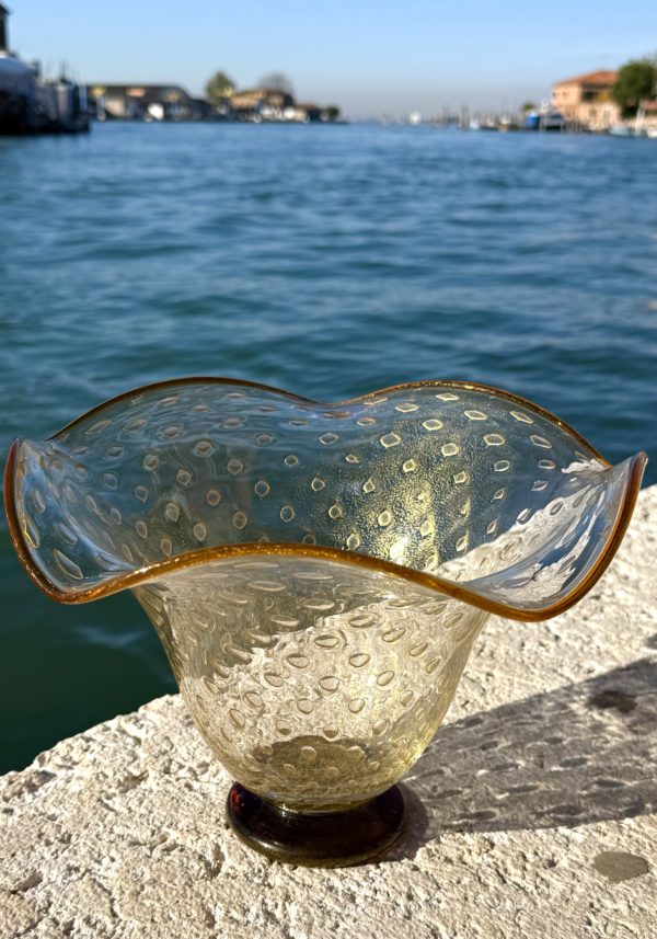 Nicola - 24kt Gold Murano Glass Bowl With Amber Details