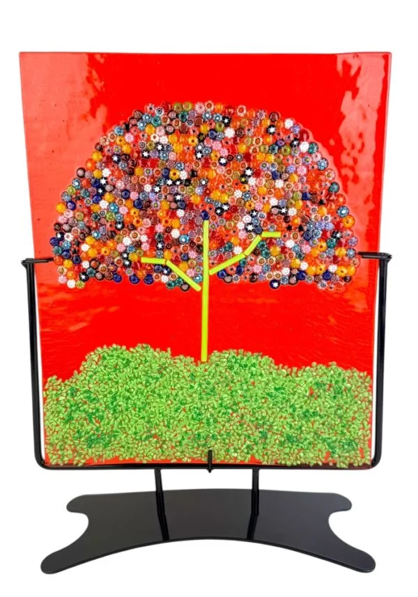 Red Murano Glass Sculpture On Mount "Lugano"