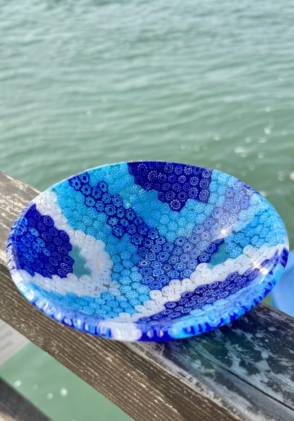 Zaccheo - Mix Blue Murrina Millefiori Murano Glass Bowl "Canalette"