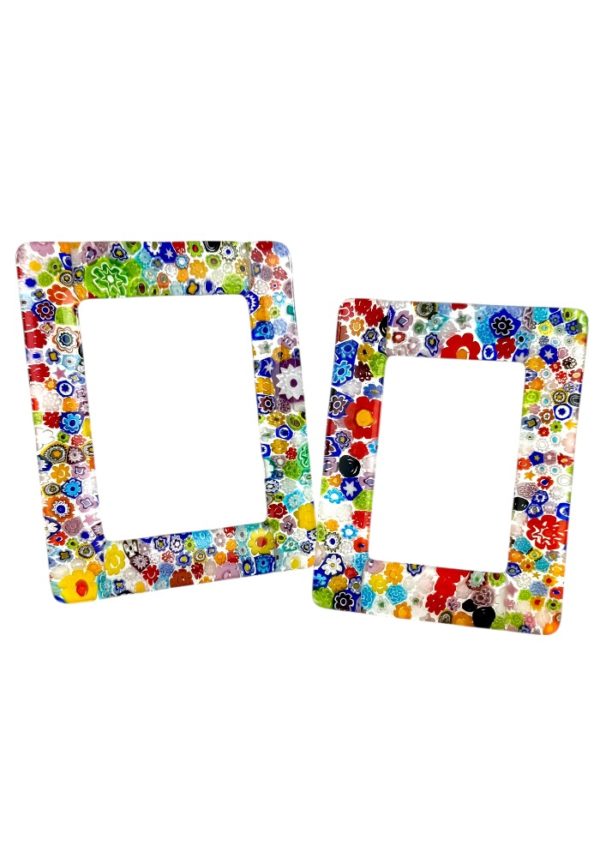 Emma - Transparent Harlequin Murrina Millefiori Murano Glass Picture Frame “Linda”