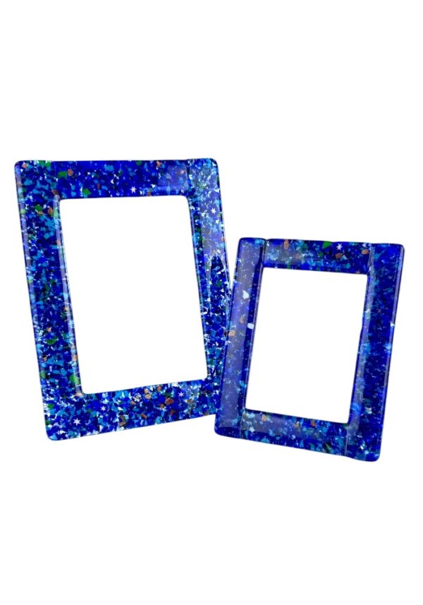 Emma - Blue Murano Glass Picture Frame “Mixato”