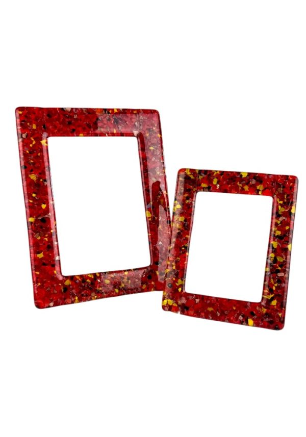 Emma - Red Murano Glass Picture Frame “Mixato”
