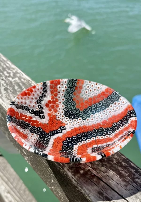 Zaccheo - Red Murano Glass Bowl "Canalette"