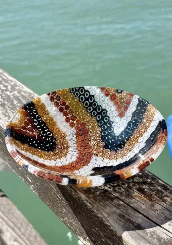 Zaccheo - Amber Murano Glass Bowl "Canalette"