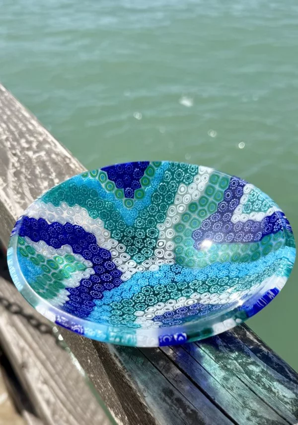 Zaccheo - Blue And Green Murano Glass Bowl "Canalette"