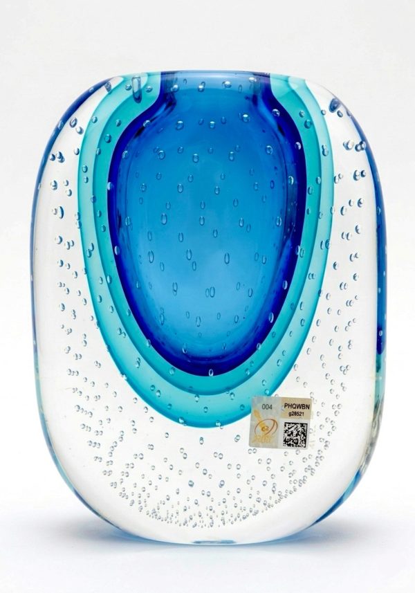 Atlantide - Blue Murano Glass Vase "Suboton"