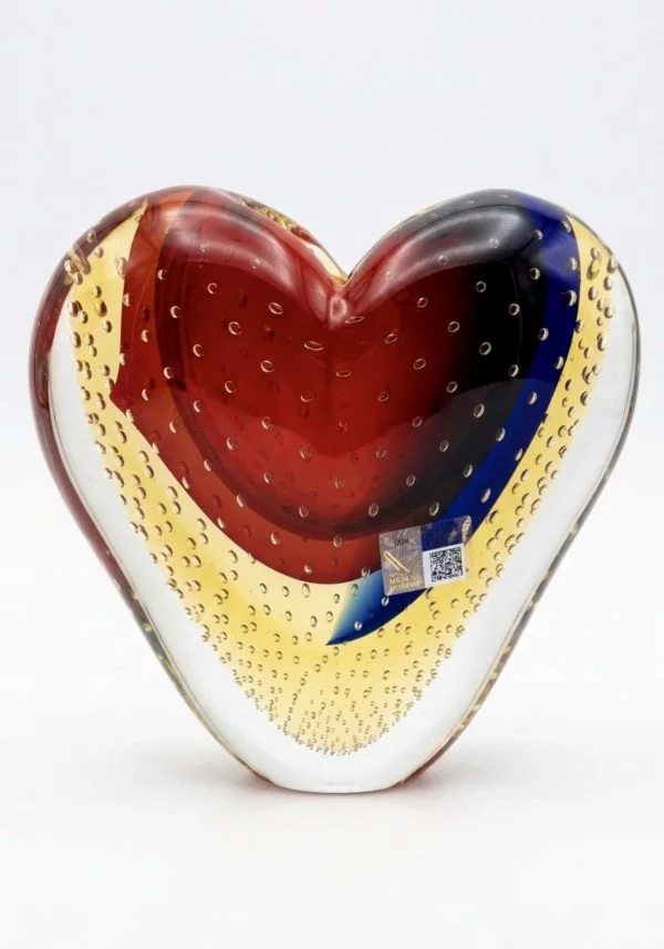 MyHeart - Red Blue Amber Murano Glass Vase “Suboton”