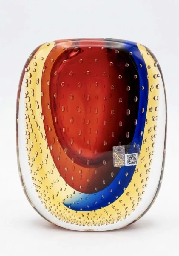 Atlantide - Red Blue Amber Murano Glass Vase "Suboton"