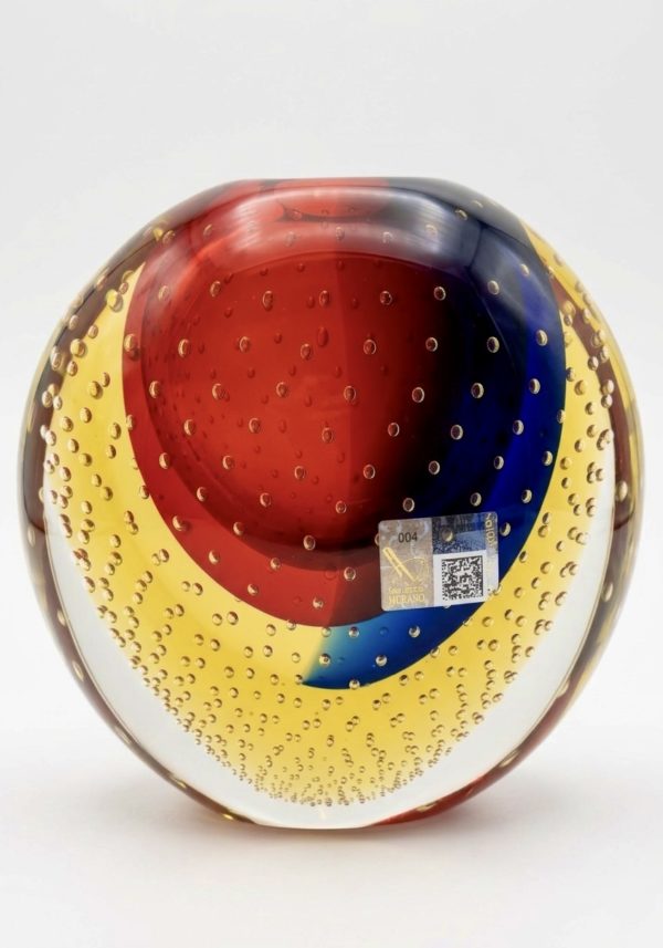 Metropolis - Red Blue Amber Murano Glass Vase "Suboton"