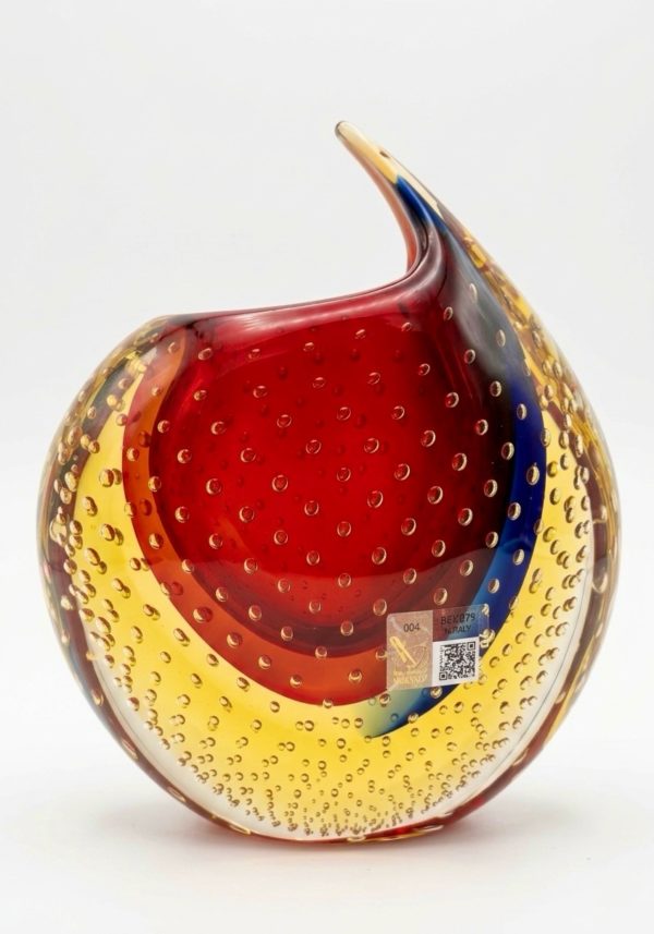 Vendar - Red Blue Amber Murano Glass Vase "Suboton"