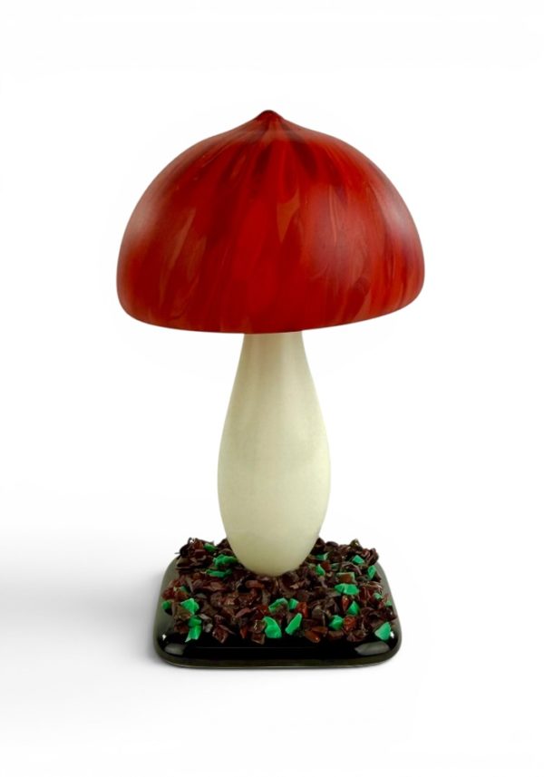 Brughiera - Single Ivory and Red Murano Glass Mushroom "Randy"