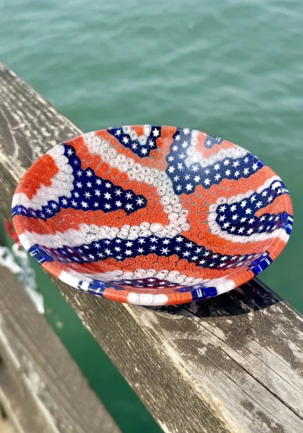 Zaccheo - American Flag Murano Glass Bowl "Canalette"