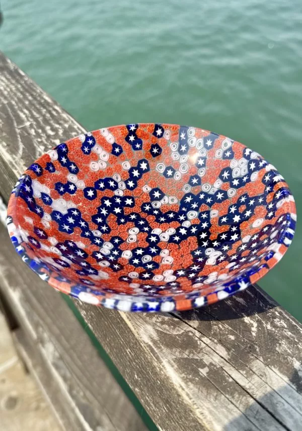 Zaccheo - American Flag Murano Glass Bowl "Linda"