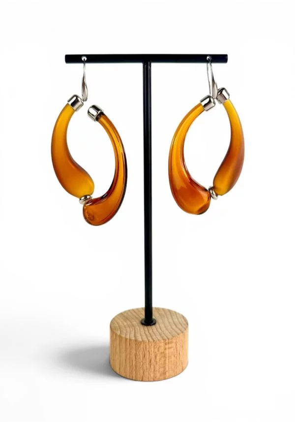 Priscilla - Amber Murano Glass Earrings “Giosse”