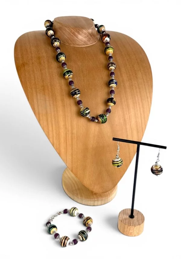 Michelle - Multicolored Murano Glass Parure With 24-Karat Gold Leaf