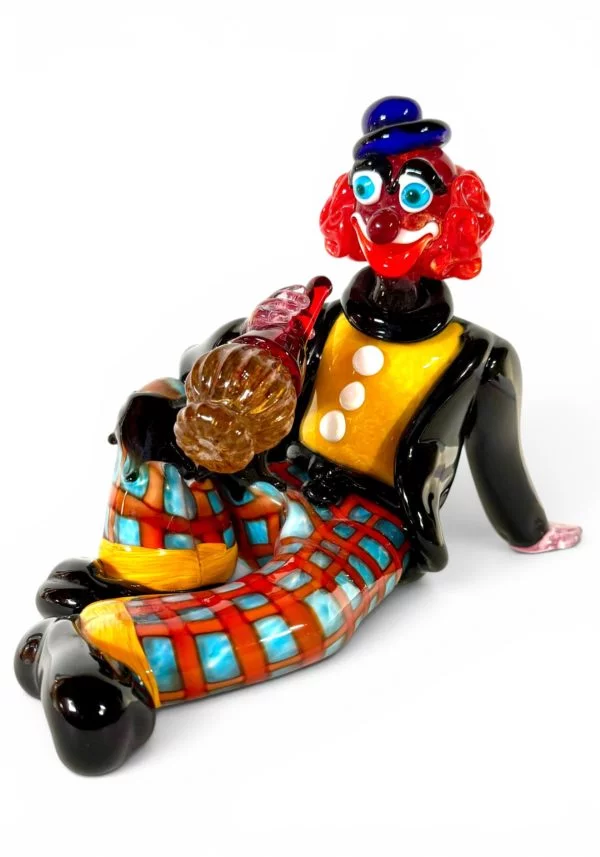 Reclining Murano Glass Clown With A Wine Flask