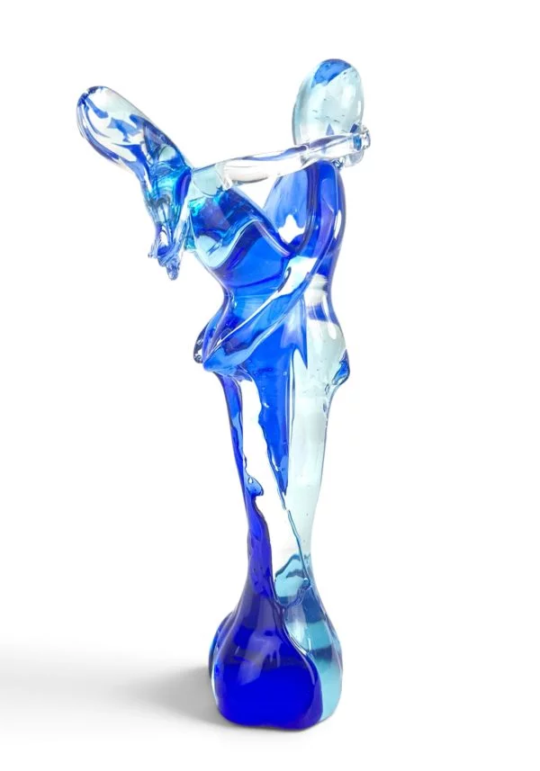 Lilly - Blue And Aquamarine Murano Glass Lovers Sculpture "Bondon"